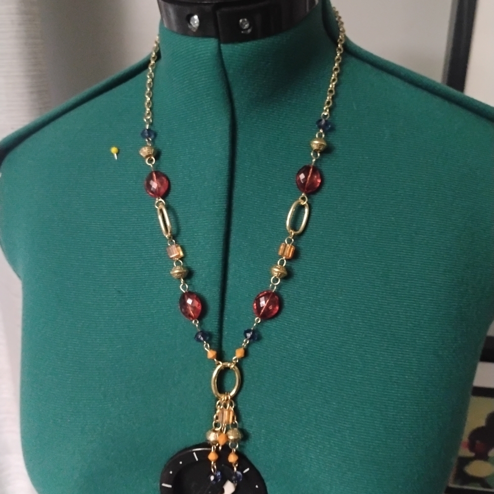 Lonna & Lilly Goldtone Tube Chain Multi-Disc Necklace NWT